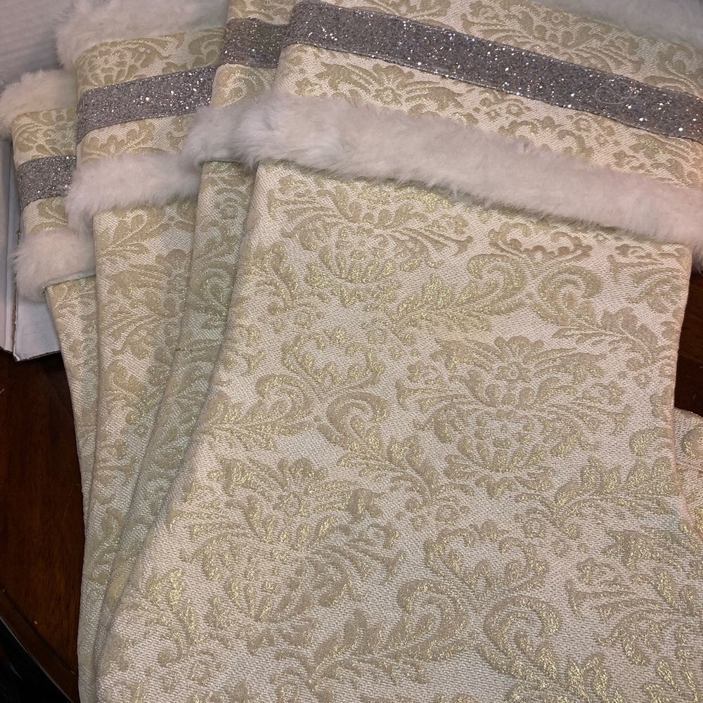 Elegant Cream and Silver Christmas Stocking